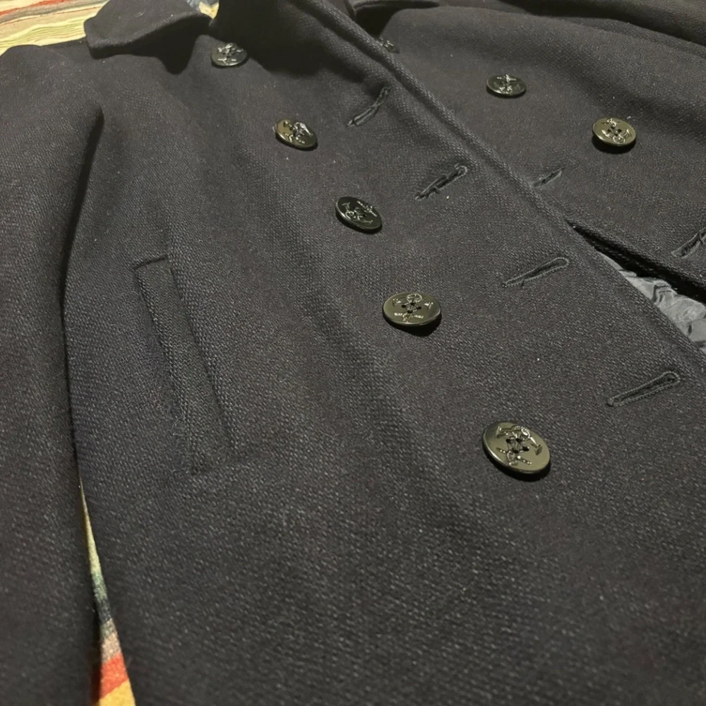 Schott NYC U.S 740N classic melton wool navy Pea Coat men’s size 38 USA vintage - Picture 3 of 12